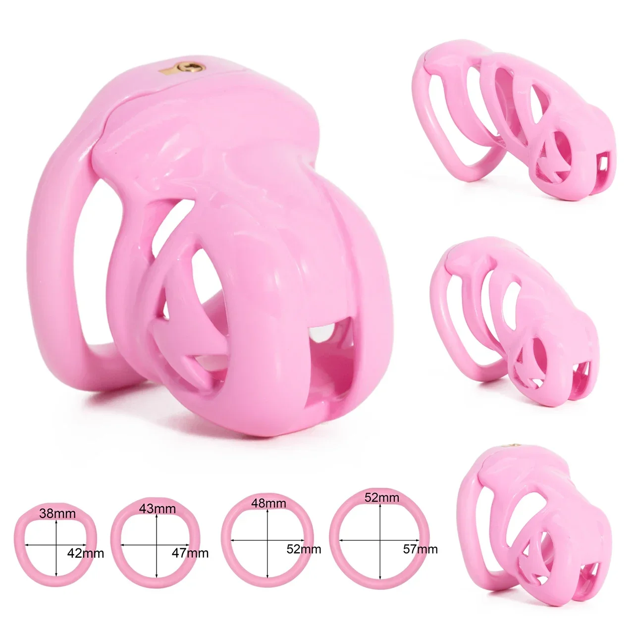 High quality Chastity Lock Cock Cage 3D Invisible Lock with 4 Arc Ring Testicle Chastity Belt BDSM Toy Hentai Bondage Sex ToyS - view 2