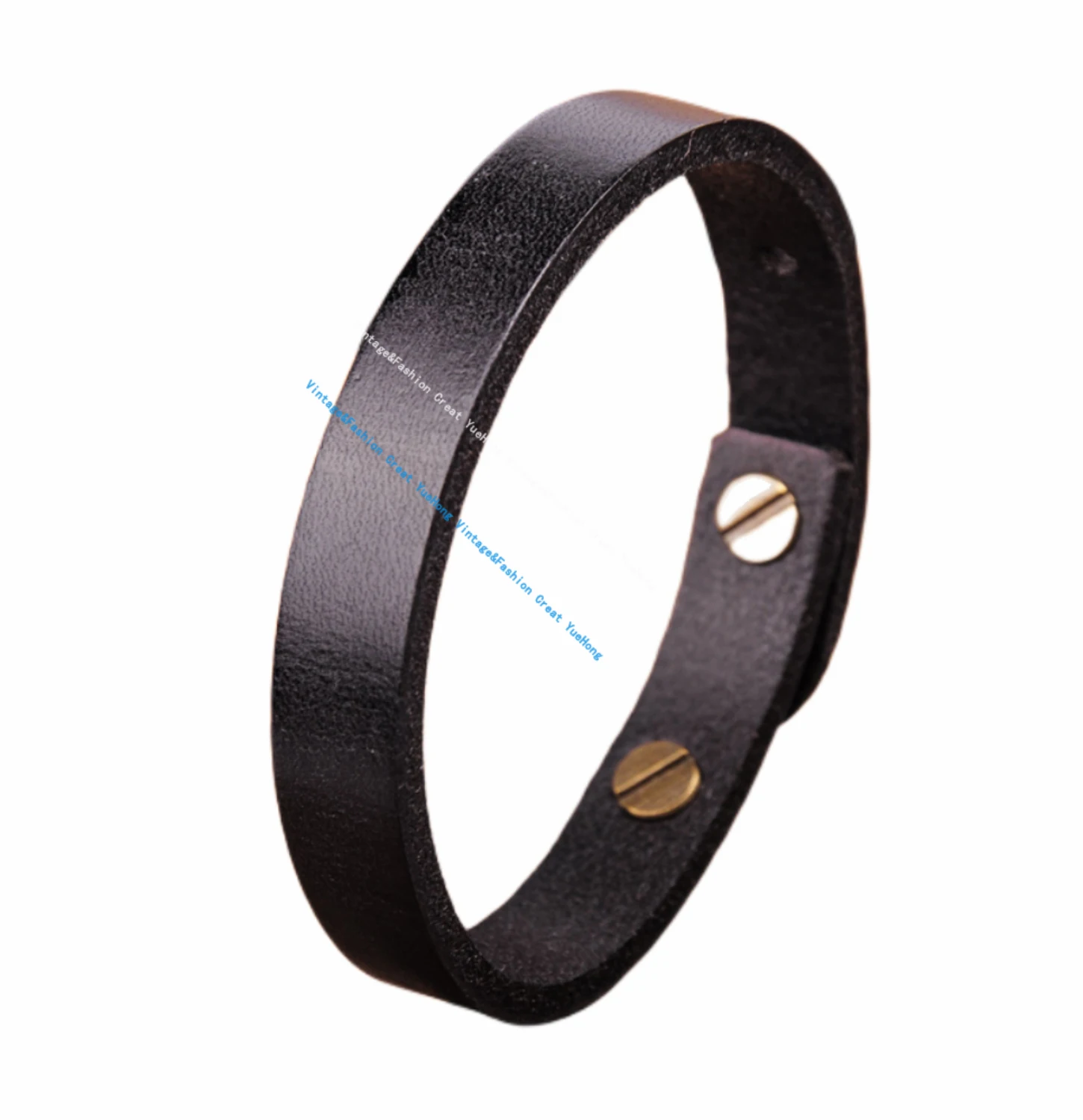 G370 Black Simply Stylish Single Band Genuine Leather Bracelet Wristband Women\'s