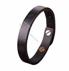 G370 Black Simply Stylish Single Band Genuine Leather Bracelet Wristband Women's