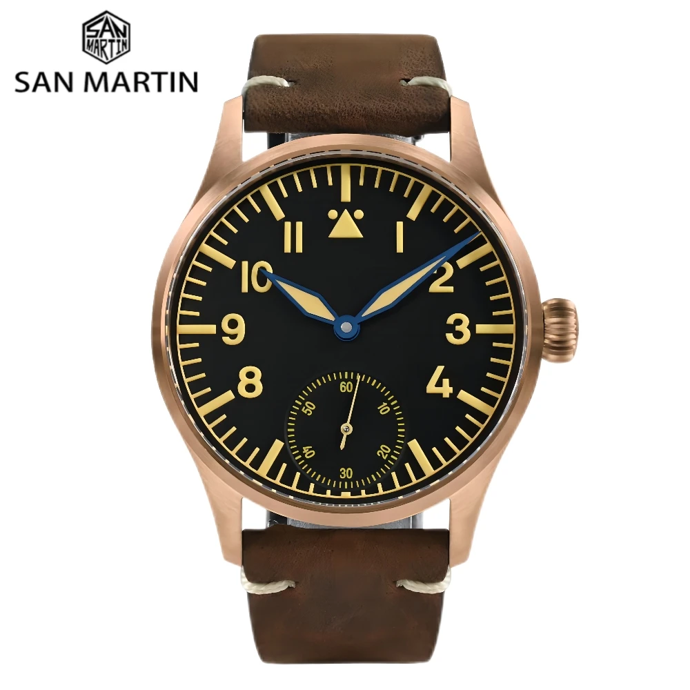 

San Martin 41mm Classic NH35 ST3621 Cusn8 Bronze Pilot Watch Mechanical Waterproof 10Bar C3 Lume Simple Men Reloj Hombre SN0117G