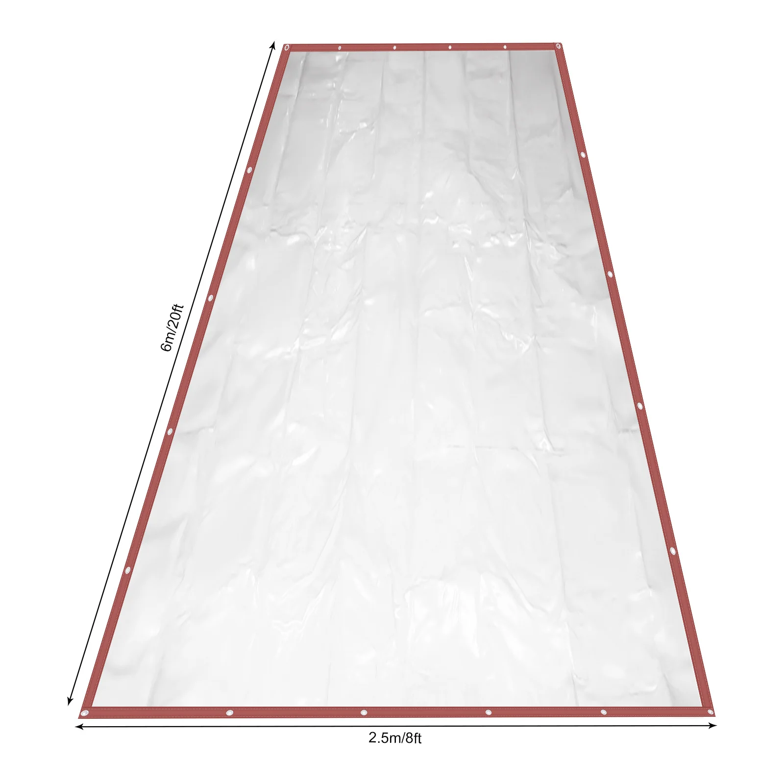 Brown PVC Outdoor Curtain Tarpaulin 8*20ft 0.5mm High Light Transmission Waterproof Rainproof Outdoor Shelter Curtain