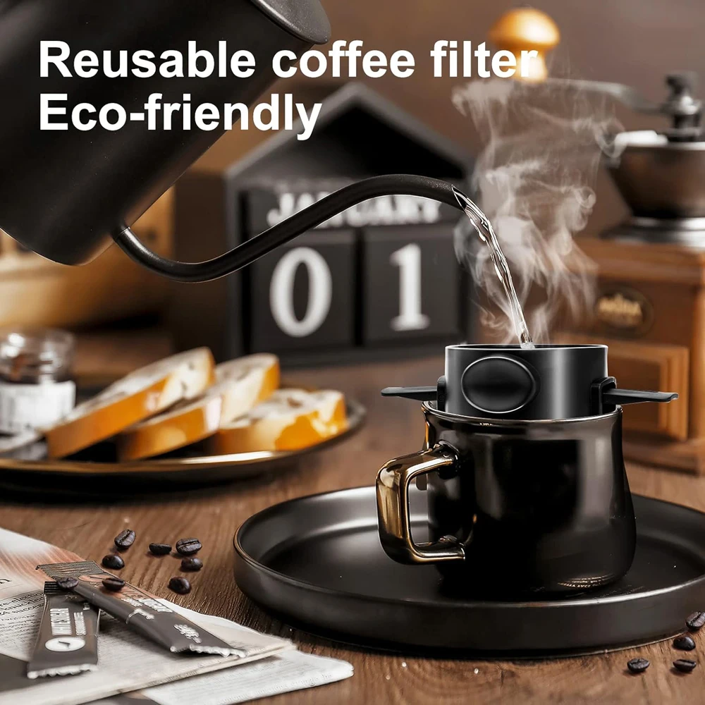 Foldable Coffee Filter Stainless Steel Easy Clean Reusable Coffee Funnel Paperless Pour Over Holder Portable Coffee Dripper