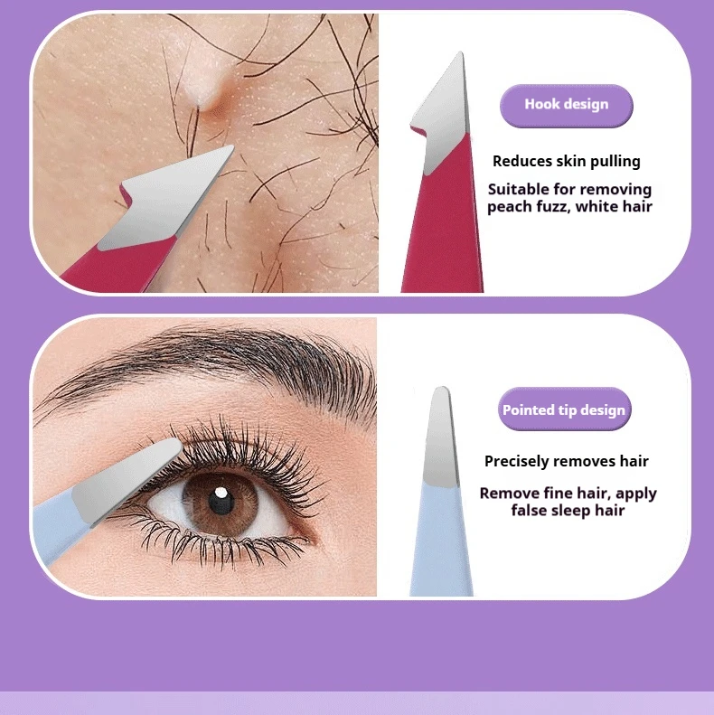 Pinzetten-Set 3-4 Stück Premium Edelstahl Augenbrauen-Pinzetten mit Präzisionsspitze für Körper- und Gesichtshaarentfernung – Detail 6