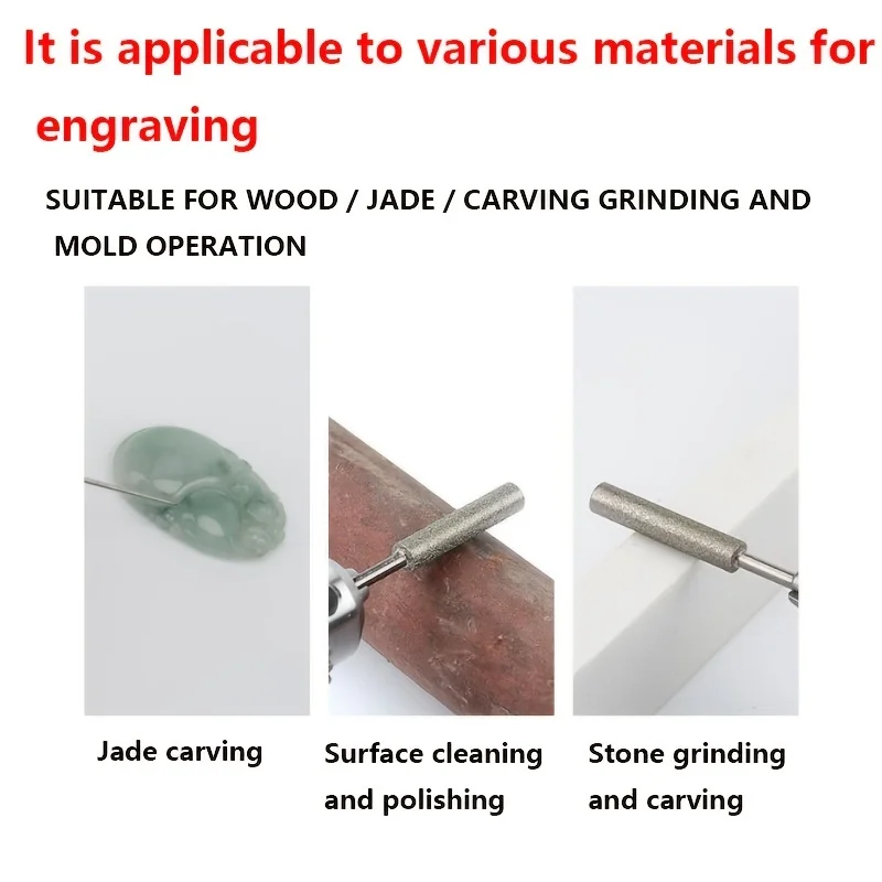 11PCS Diamond Grinding Head Polishing Kits Rotary Tools Small Long Cone Accessories with 1/8’ Shank For Carving Stone Glass etc