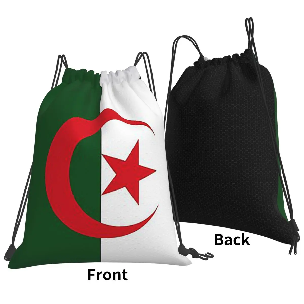 Algeria Official Flag Of Algeria Backpacks Fashion Drawstring Bundle Pocket Sundries Bag Book Bags for Man Woman Students