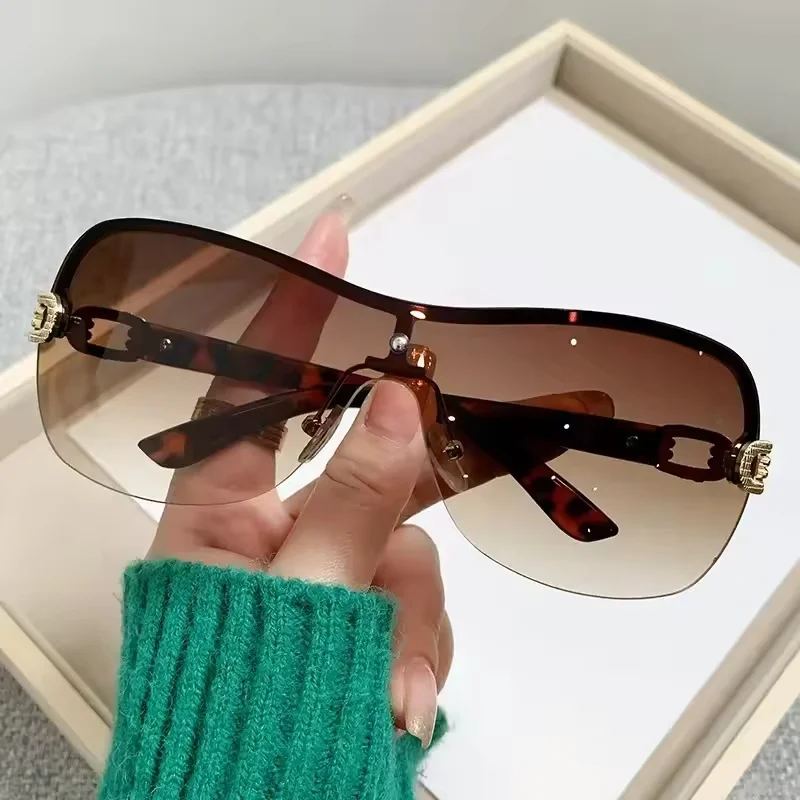 

Luxury Rimless Square Sunglasses Women Men Designer Brand Sun Glasses Female Male Cute Gradient Mirror Oculos De Sol