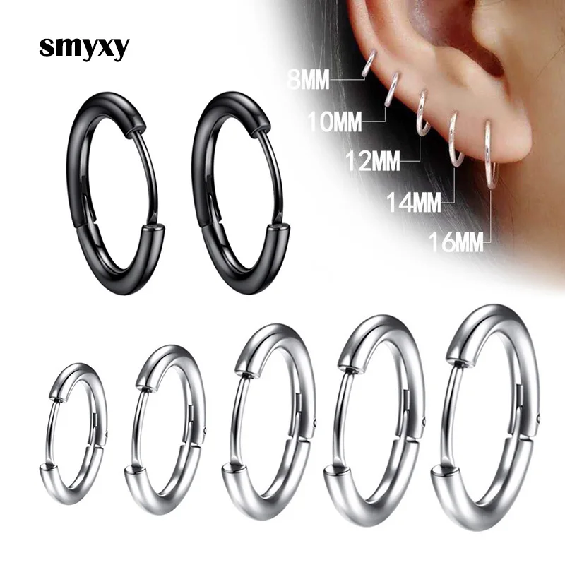 5 pair Women/Man Stainless Steel Small Hoops Earring Piercing Ear Cartilage Tragus Simple Thin Circle Anti-allergic Ear Buckle