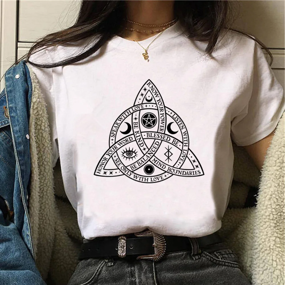 Hexe Triple Moon Gothic Sun Top Damen Harajuku T-Shirts Mädchen Grafik Harajuku 2000er Jahre Kleidung Grafik T-Shirts Mode Y2K Top