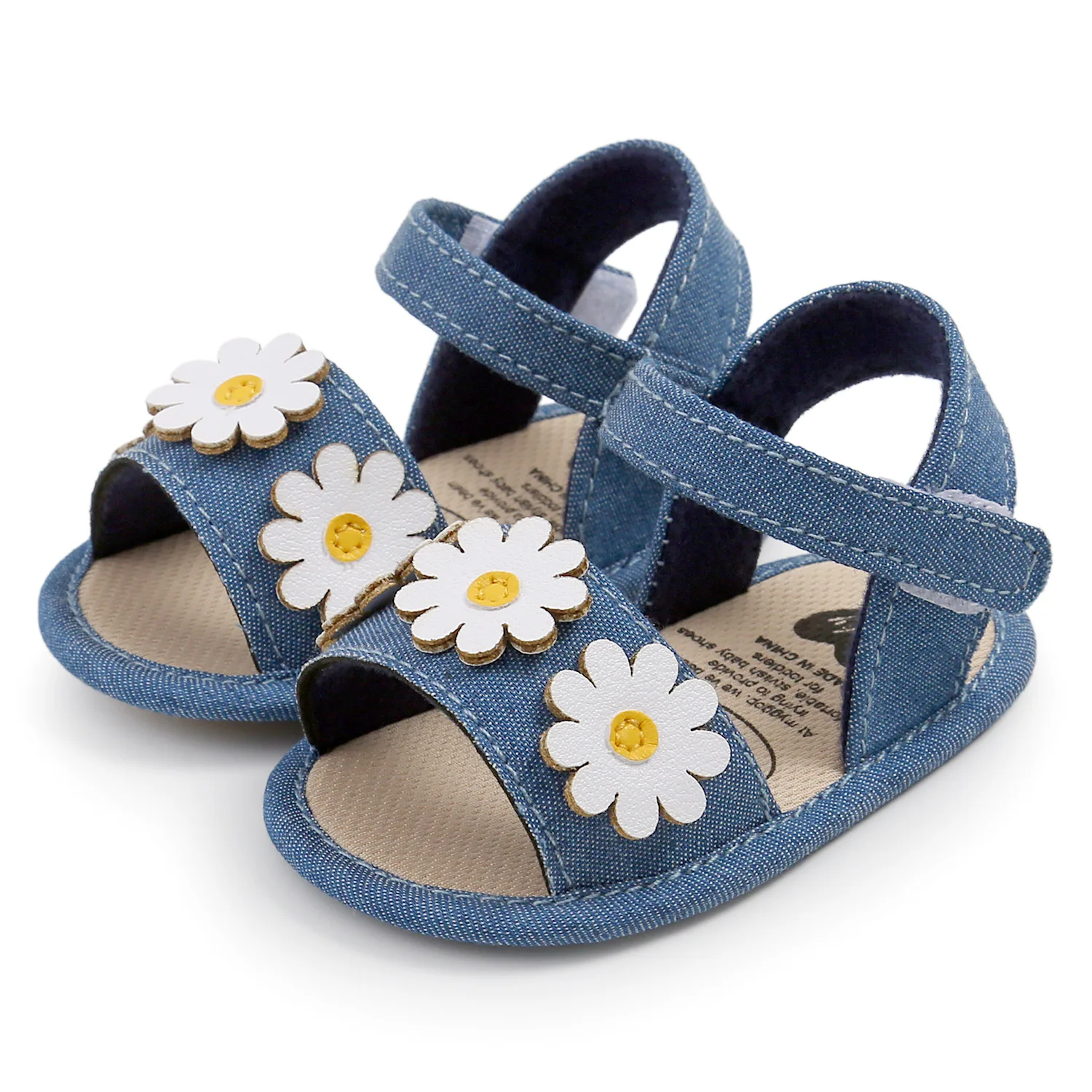 Meckior Summer Cool Baby Girl Sandals Fashion Newborn Sandal Idyllic Flower Soft Anti-slip Toddler Cotton Sole Comfortable Shoes