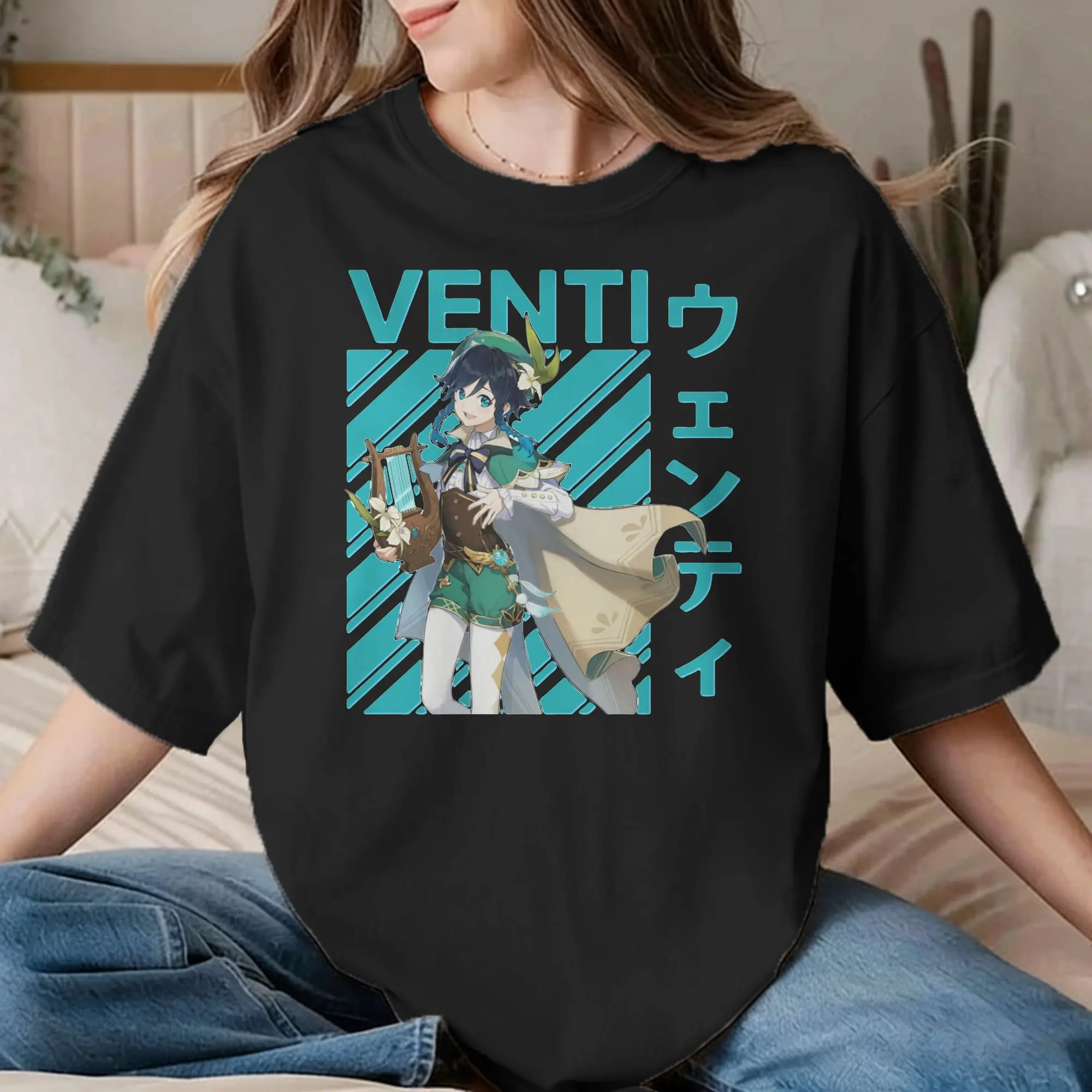 Men Women T-Shirt Venti Genshin Impact Funny Cotton Tees Short Sleeve Anime Game T Shirt O Neck Clothes New Arrival