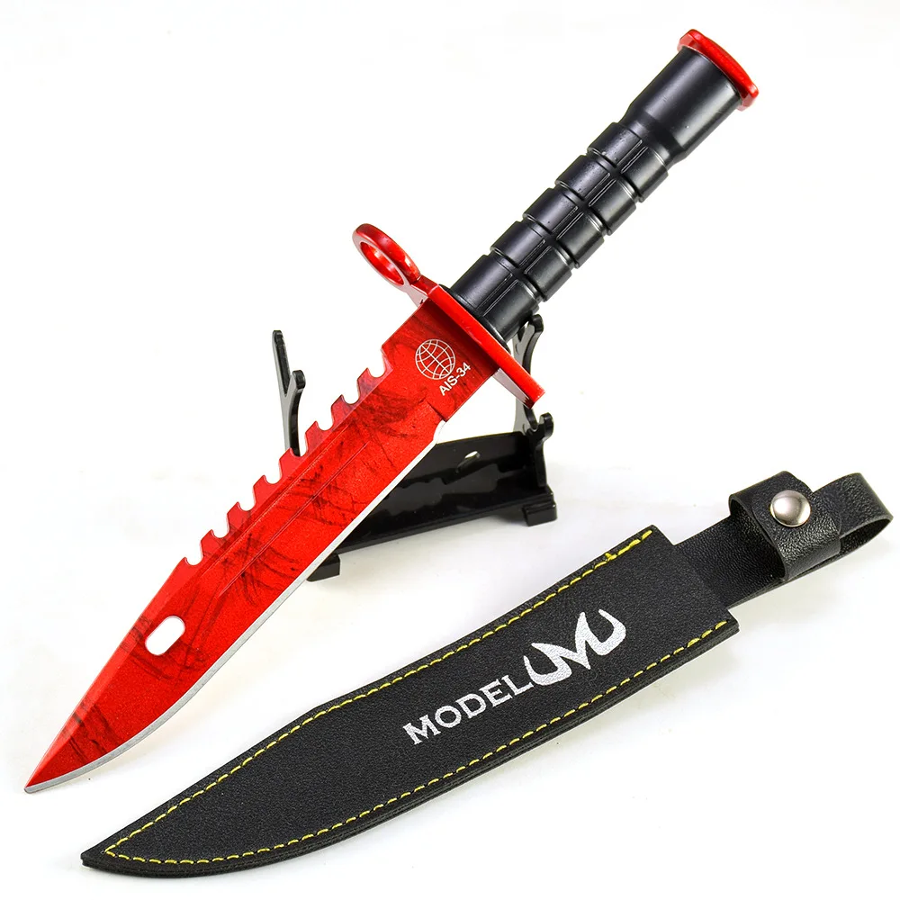 26CM/10.24in Counter Terrorism Battle Game M9 Bayonet Butcher All-Metal Collectible Ornament Boy Gift Toy Sword Weapon Model