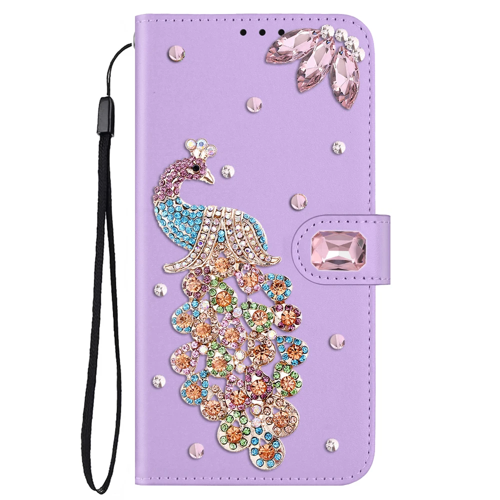 

Handmade Wallet Flip With Card Slot Leather Case For iPhone 16 15 14 Pro Max 13 Mini 12 11 SE 2022 X XR XS 8 7 Plus Peacock