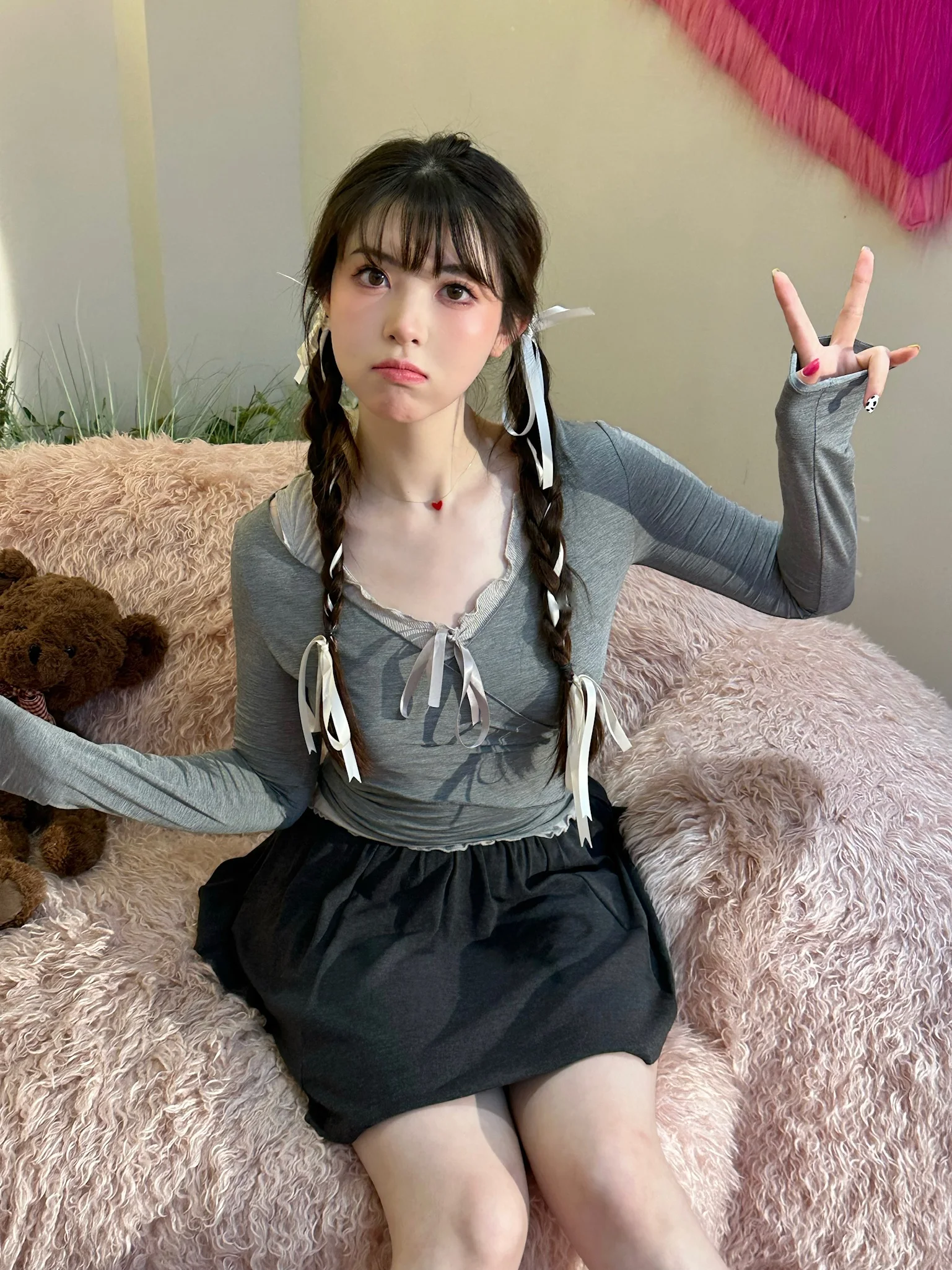 

Xiao en Meimei Ballet Sle Girl 3 Piece Set Women's Bow Pure Desire Summer Cute Top ort Skirt Vest Fem Outfits