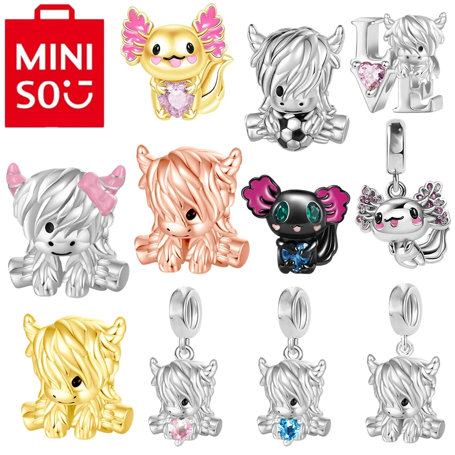 

MINISO Лидер продаж DIY Изготовление горной коровы для матери, ребенка и мексиканского аксолотля, подвеска из бисера, подходит для оригинального женского браслета, ювелирного изделия, подарок