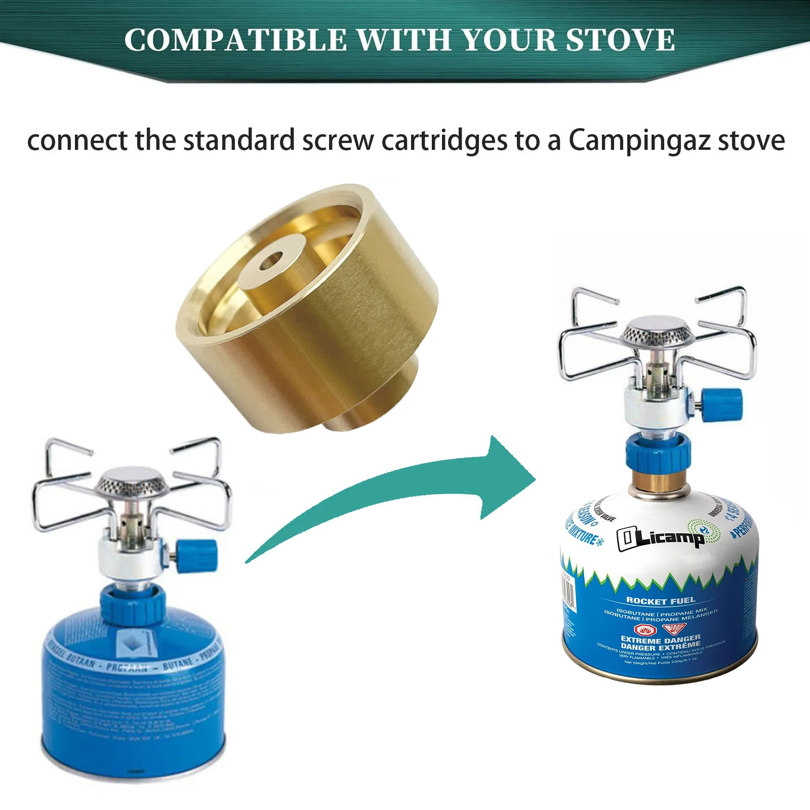 Gas Adapter Converter Lindal Canister to CV Stove Campingaz Gas Stove with Clic to screw cartridge