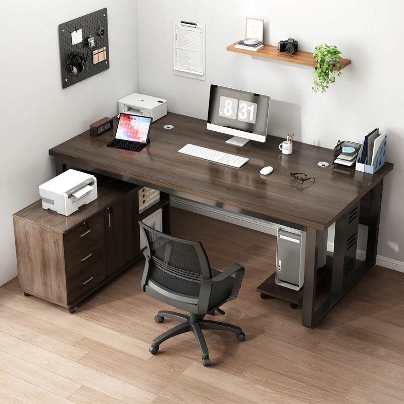 Home computer desk desktop simple workbench with drawer staff table and chair combination