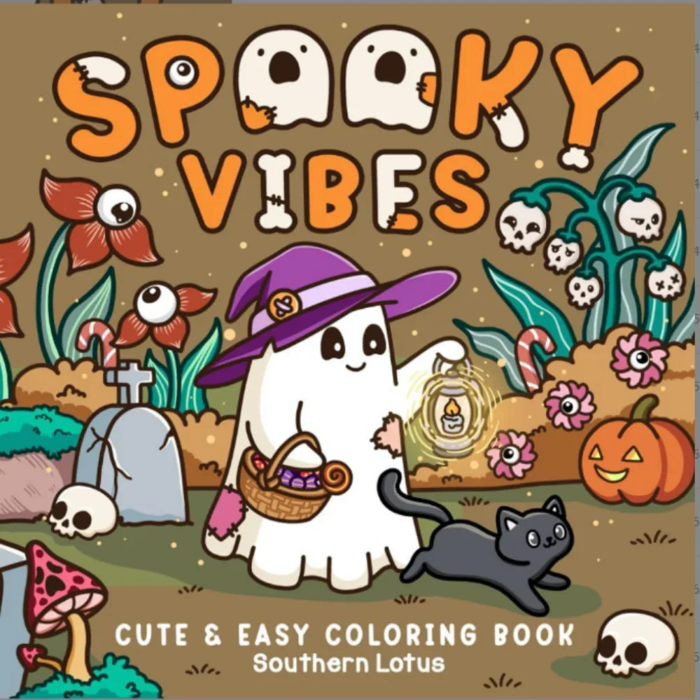 

UYEE Spooky Vibes: Coloring Book for Adults and Teens with Cute Creepy Characters Easy and Cozy Designs for Relaxation