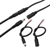 DC 5.5x2.1mm Male Female Connectors DC 12V 24V 5A Power Pigtail Cable Wire Plug Socket Cords for CCTV Camera LED Strip Light DIY