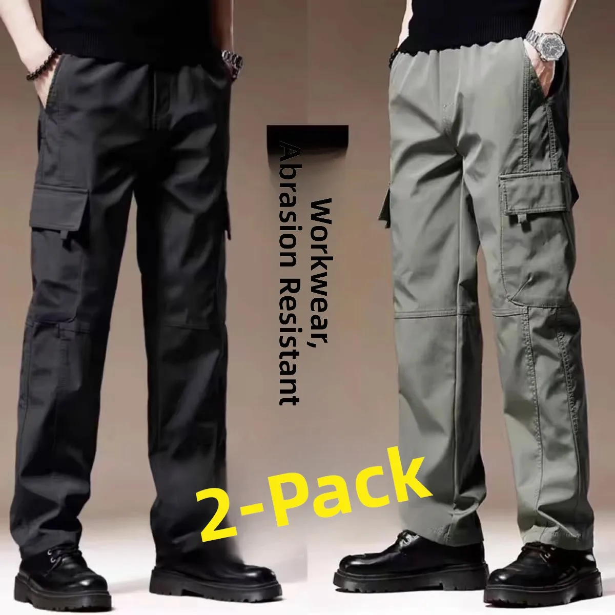

Men's Loose Fit Work Trousers with kets Durable Wear Resistant Casual Pants for Building Workers Casual Straight Leg Pants