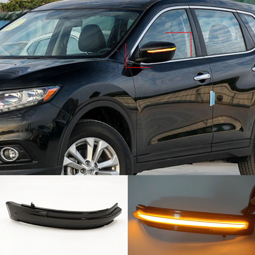 

For Nissan Qashqai/Qashqai/Loulan rearview mirror flow turn signal, reverse mirror flow light modification