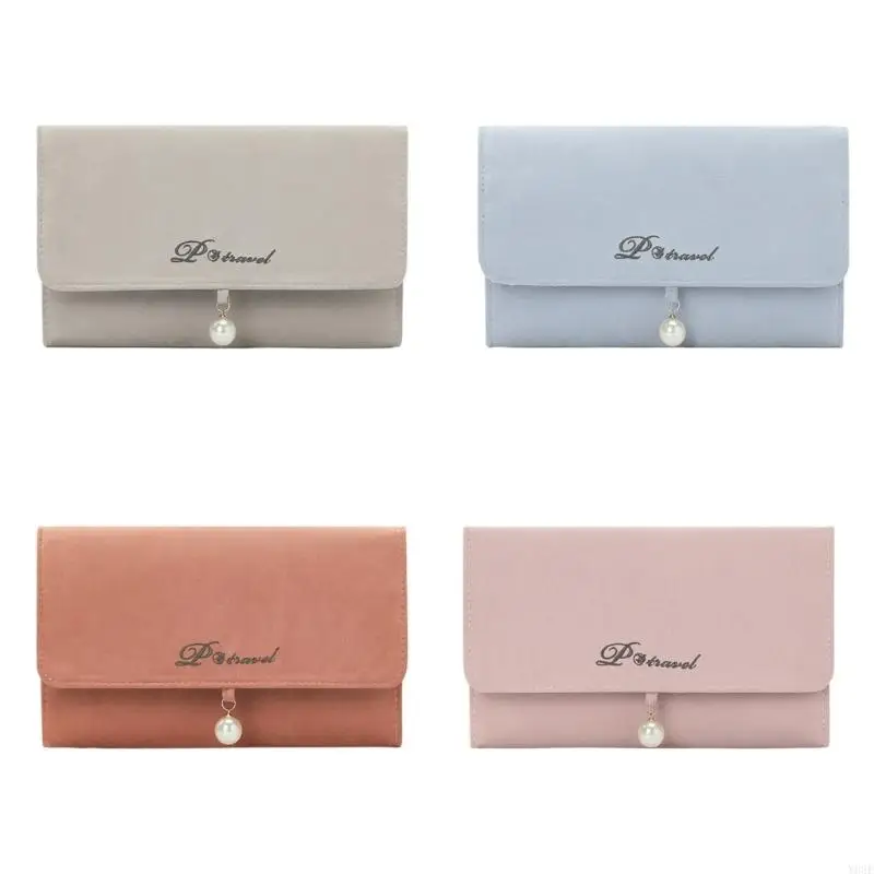 Portable Jewelry Storage Wrap Functional Jewelry Storage Roll with Detachable Pouch for Daily Use and Travel Y08E