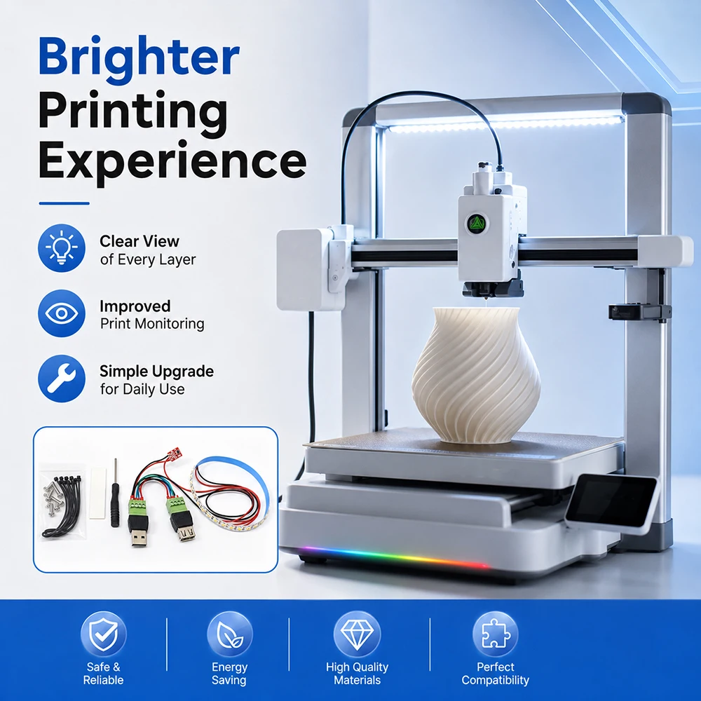 LED Light Strip Kit For Creality SPARKX I7 High-Brightness LED Source and Stable USB Connection Light Kit For I7 3D Printer