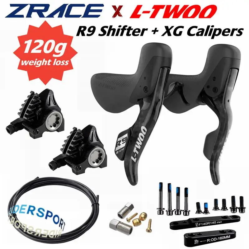 

LTWOO R9 Disc 2x11s Road Hydraulic Disc Shifter + ZRACE XG Flat Mount Brake Caliper,Carbon Fibre,Benchmark R7020 R8020