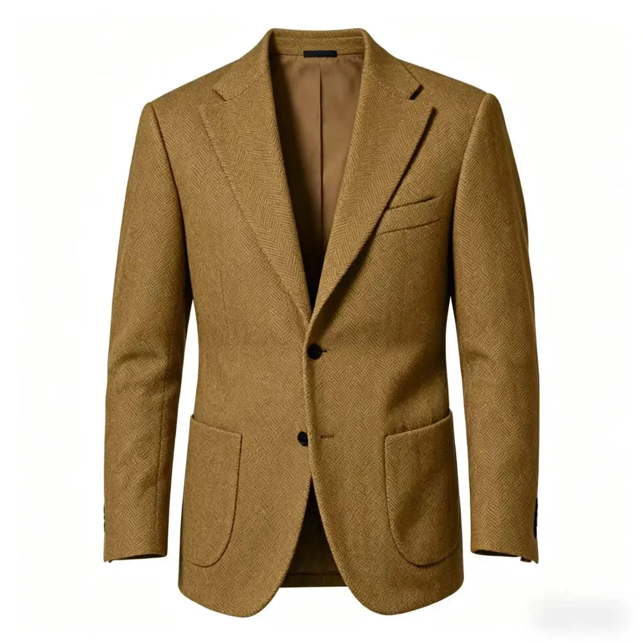 

British Mens Herringbone Tweed Blazer Slim Fit 2 Button Notch Lapel Wool Blend Casual Suit Jacket Male Office Business Outerwear