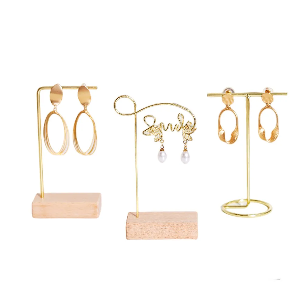 

Gold Metal Earring T Stand Retail Display Holder for Show, T Bar Jewelry Organizer for Show Online Store Photography Props