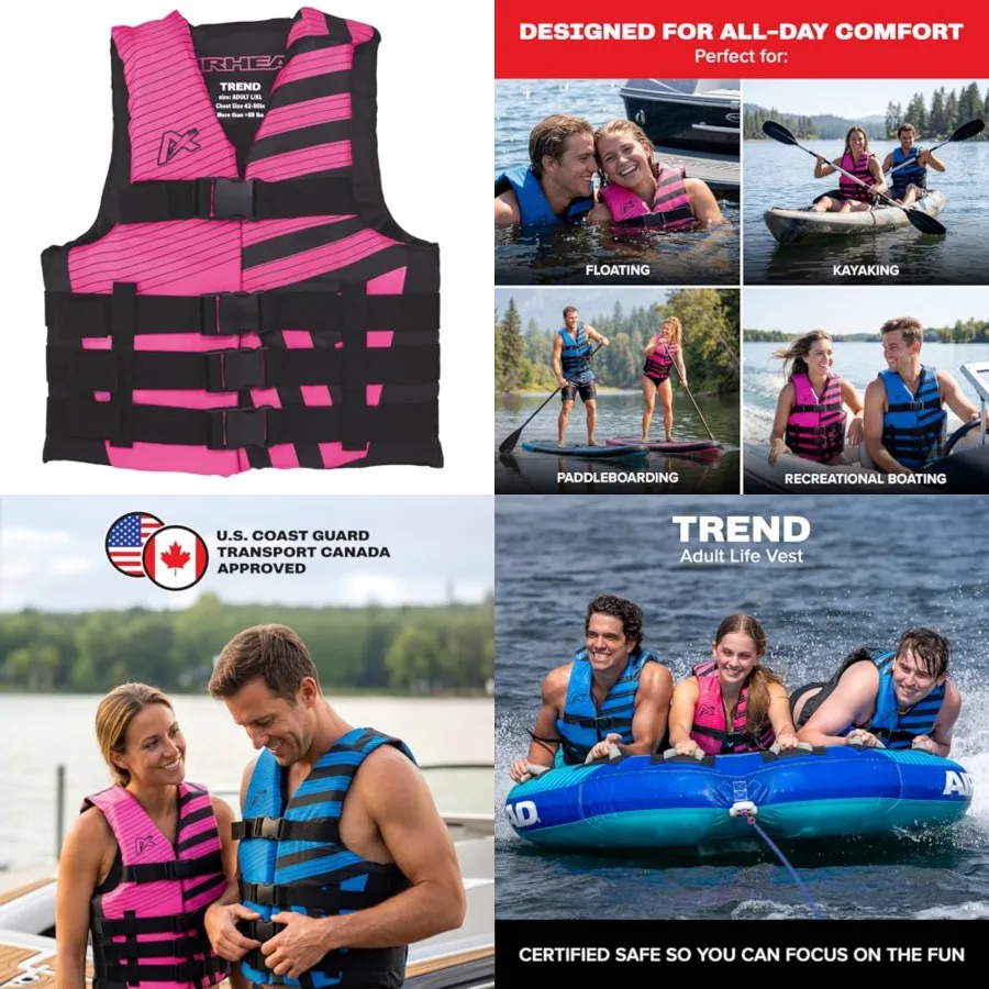 Trend Life Jacket for Adults - USCG Approved Life Vest for Men, Women, Youth Child, Watersports Vest for Boating, Tubing Swimmi