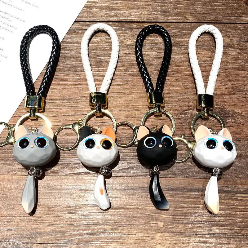 

Cute 3D Big-Eyed Cat Keychain,Cartoon Cat Head Pendant,Women Bag Charm Car Key Ring Jewelry Creative Gift Decoration Accessories