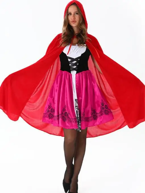 

Adult Halloween Red Riding Hood Fairy Tale Costume Castle Queen Role Play Clothing Traditional Chinese Stage Performance Outfit