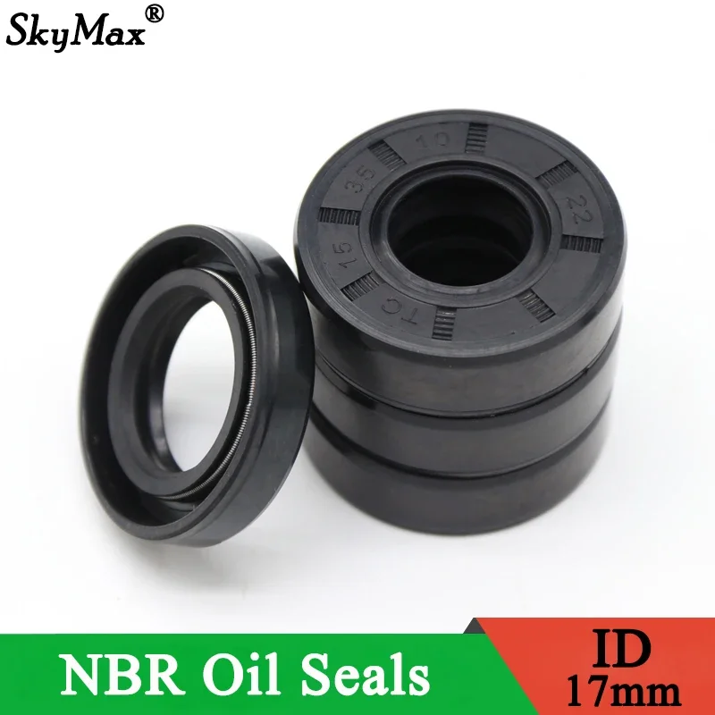 ID 17mm NBR Shaft Nitrile Rubber Oil Seal TC-17*25/27/28/30/32/35/40/45/47*5/7/8/10 Nitrile Double Lip Oil Seal