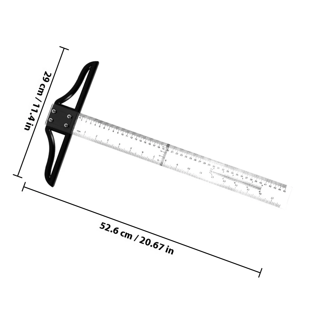 2Pcs Measuring Ruler 18 Inch Precision Marking Tool Acrylic ABS T Ruler Lightweight Portable for Drafting Measurement