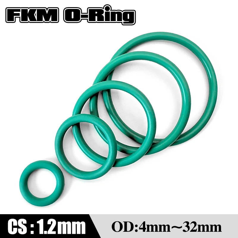 Vitons Green Fluorine Rubber FKM O Ring CS 1.2mm Sealing Gasket Oil Corrosion Resistant Automotive Washer OD 4mm~32mm