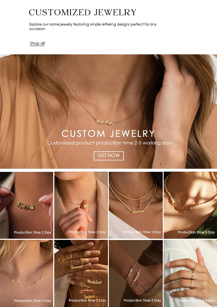 EMANCO Customized Stainless Steel Name Necklace Custom Personalized Letter Choker Necklace Pendant Nameplate Gift Dropshipping