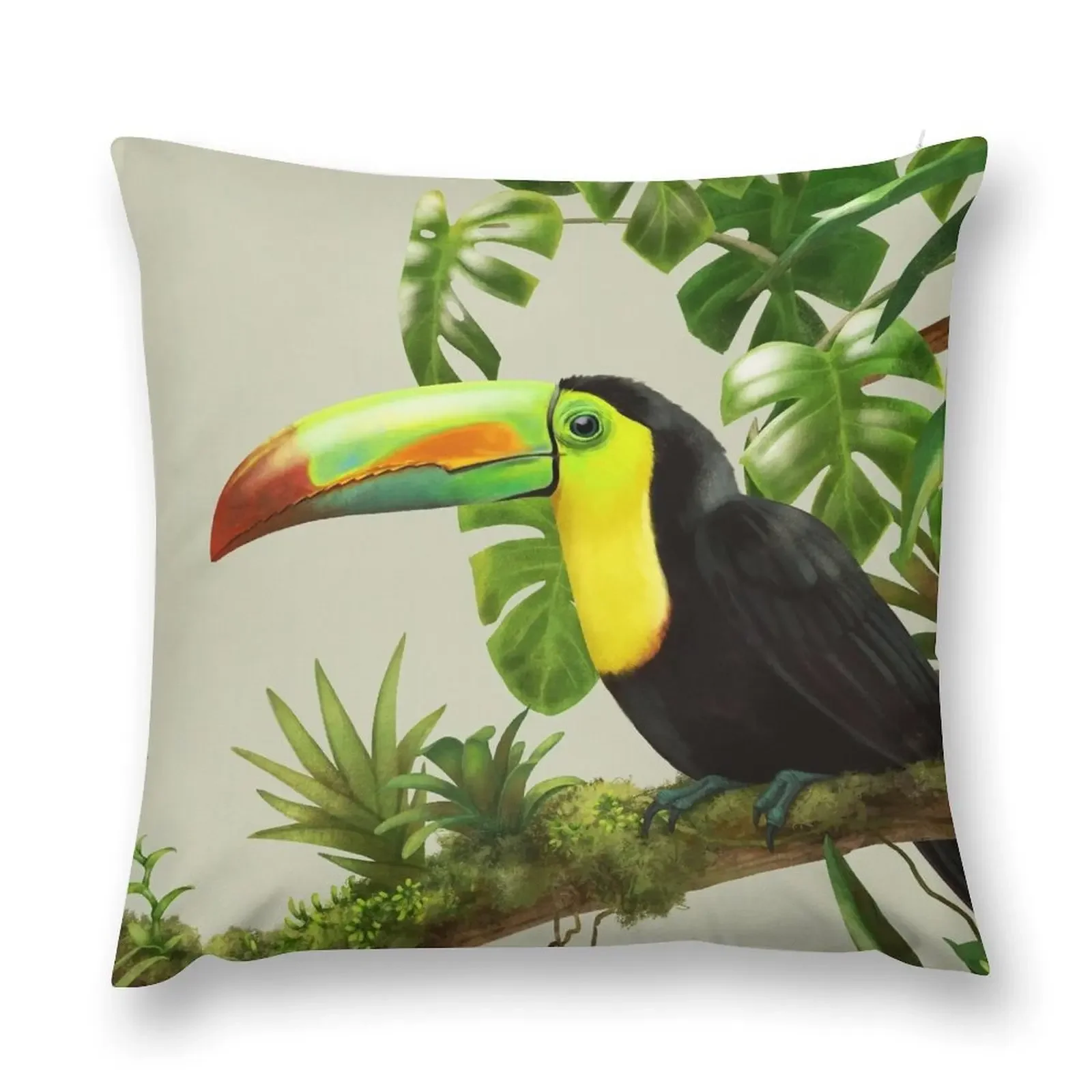 Toucans and bromeliads - canvas background Throw Pillow christmas supplies Pillow Cover pillow