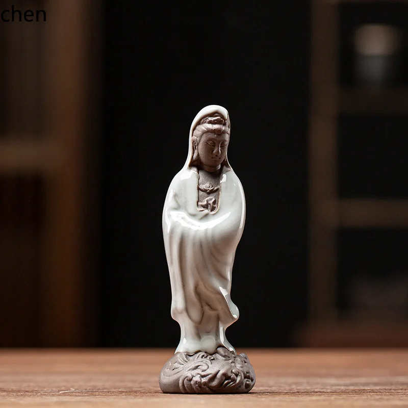 Cz1 ceramic guanyin goddess zen home living room tea pet boutique ornaments creative small ornaments