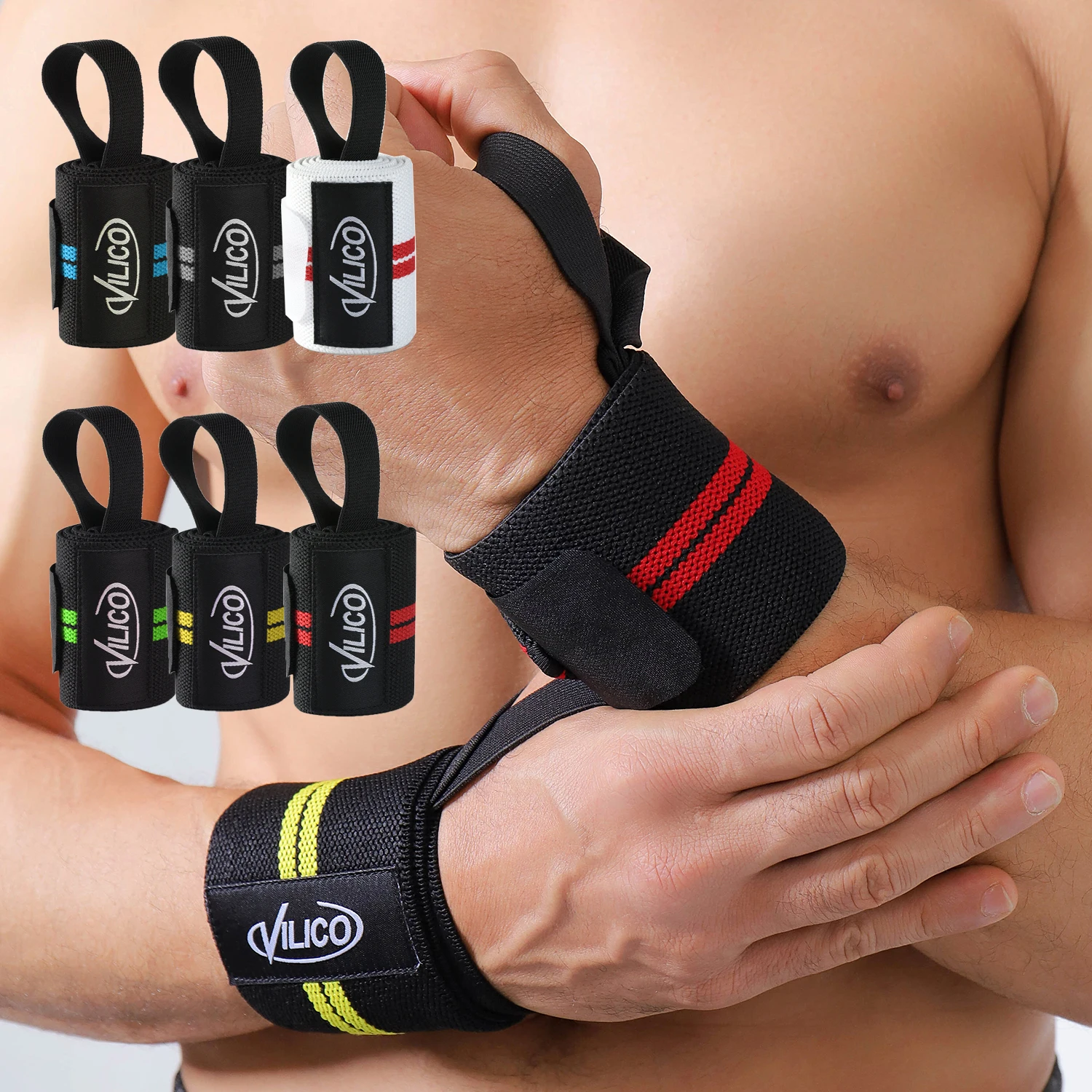 1PCSWeightlifting Wrist Wraps Wear-resisting Wrist Support with Heavy Duty Thumb Loop Best Wrist Brace for Training Bodybuilding