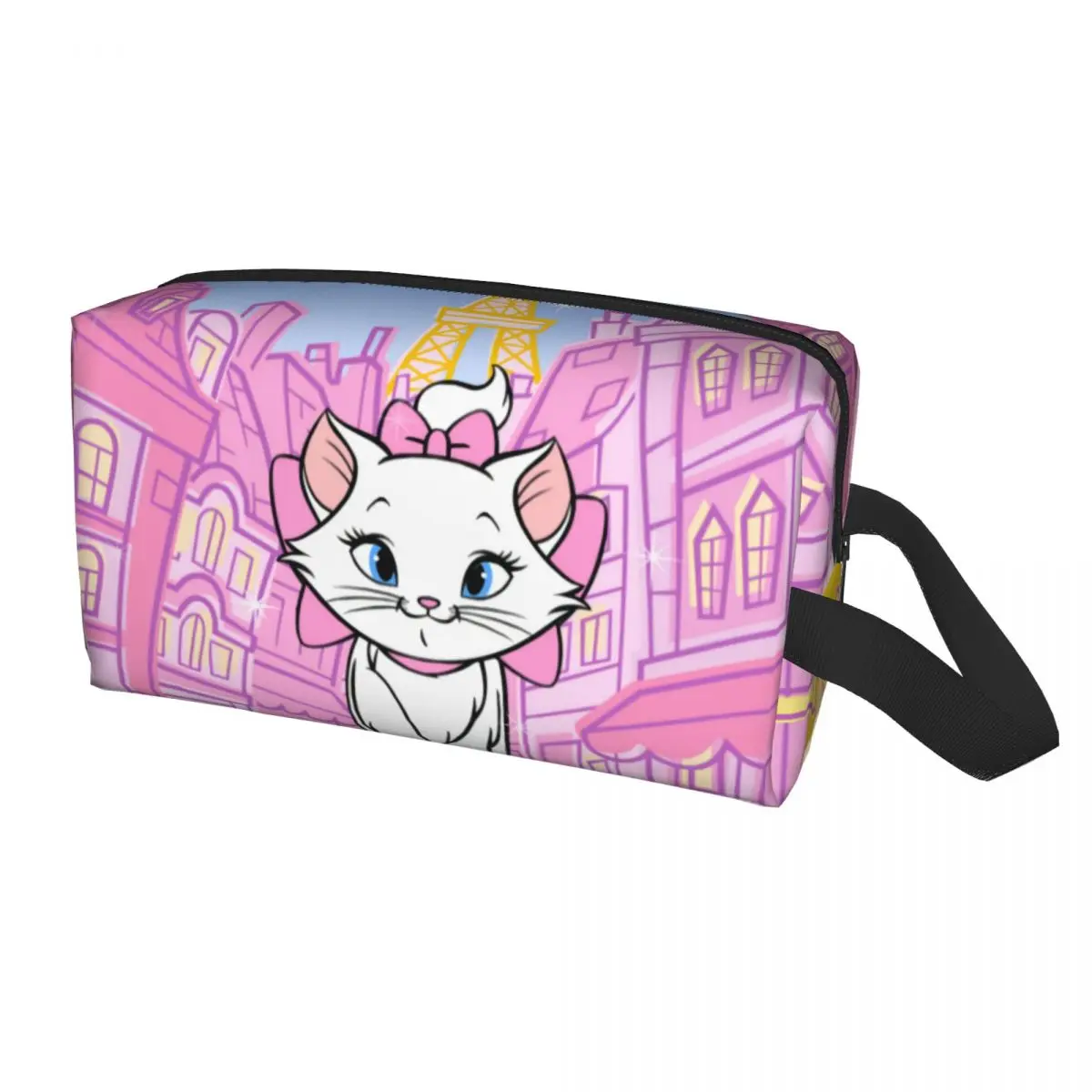 Custom Travel Cat Marie Kitten Cartoon Toiletry Bag Portable Makeup Cosmetic Organizer for Women Beauty Storage Dopp Kit Case