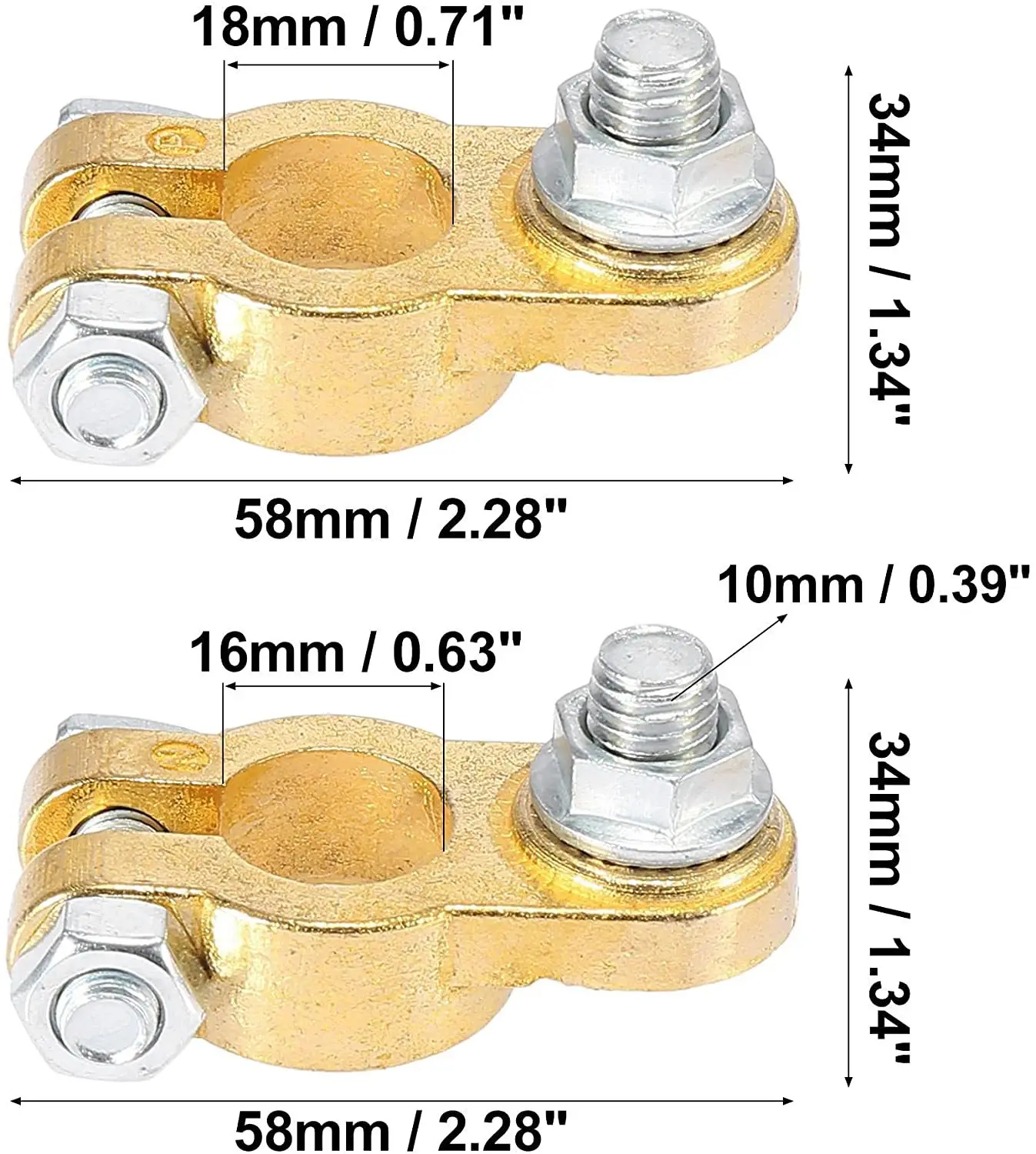 2pcs Car Battery Wire Terminal Clamp Top Quick Cable Electric Post Disconnect Positive&negative Connector Auto Mass Accessorie