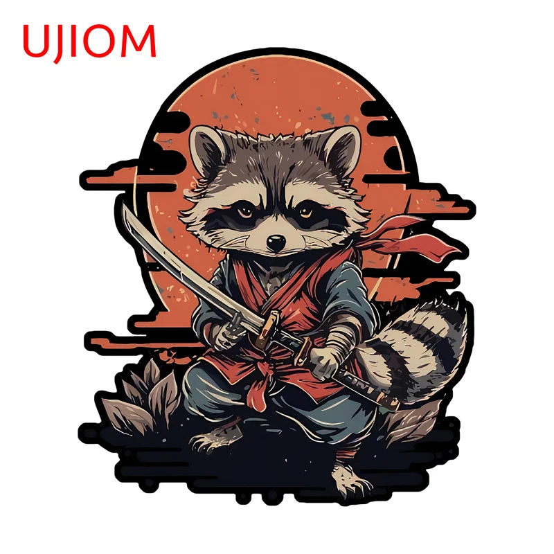 UJIOM Samurai Cat Vintage Wall Sticker Trendy Premium Creative Scratch Proof Adhesive Decal Unique Game Room Decor Accessories