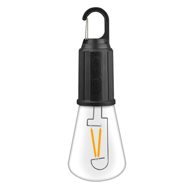 Outdoor LED String Light With Hook 400Mah Type-C USB Bulb 3 Modes Waterproof Camping Lantern Hanging Tent Light