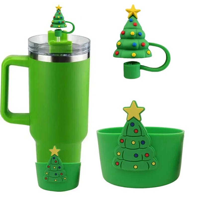 

2pcs Tumbler Cup Accessories Set For Christmas Silicone Dust-Proof Straw Straw Cover Cap For Stanley 30oz 40oz Water Bottle