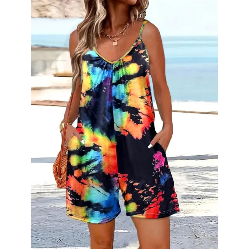 Frühling und Sommer Neuer schwarzer, eleganter Pendler-Overall mit flachem Riemen und mittlerer Taille