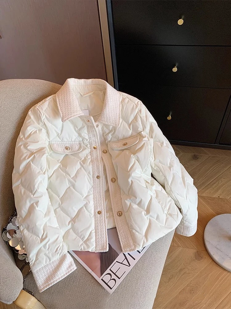 

Ele Collar Cotton Jaet Women's Gentle Casual Outerwear Versatile Autumn Winter High-End Feel Soft Korean Sle