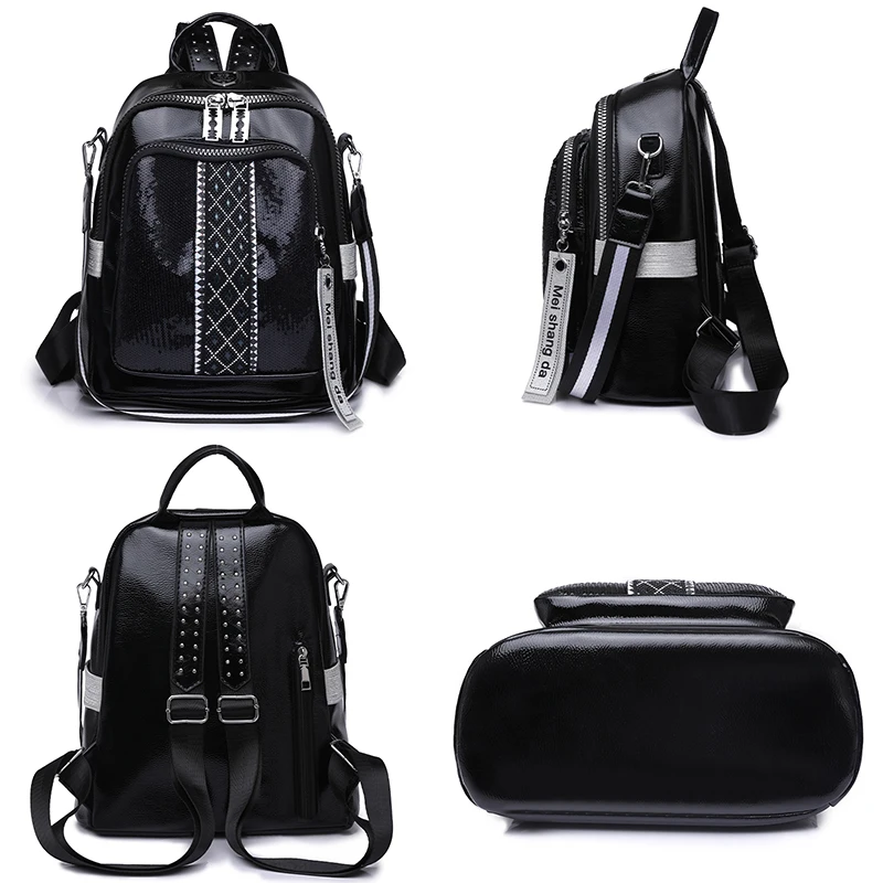 حقيبة ظهر جلدية ذات سعة كبيرة حقيبة مدرسية نسائية كاجوال حقيبة كروس عصرية لطلاب المدارس المتوسطة خفيفة الوزن وبسيطة