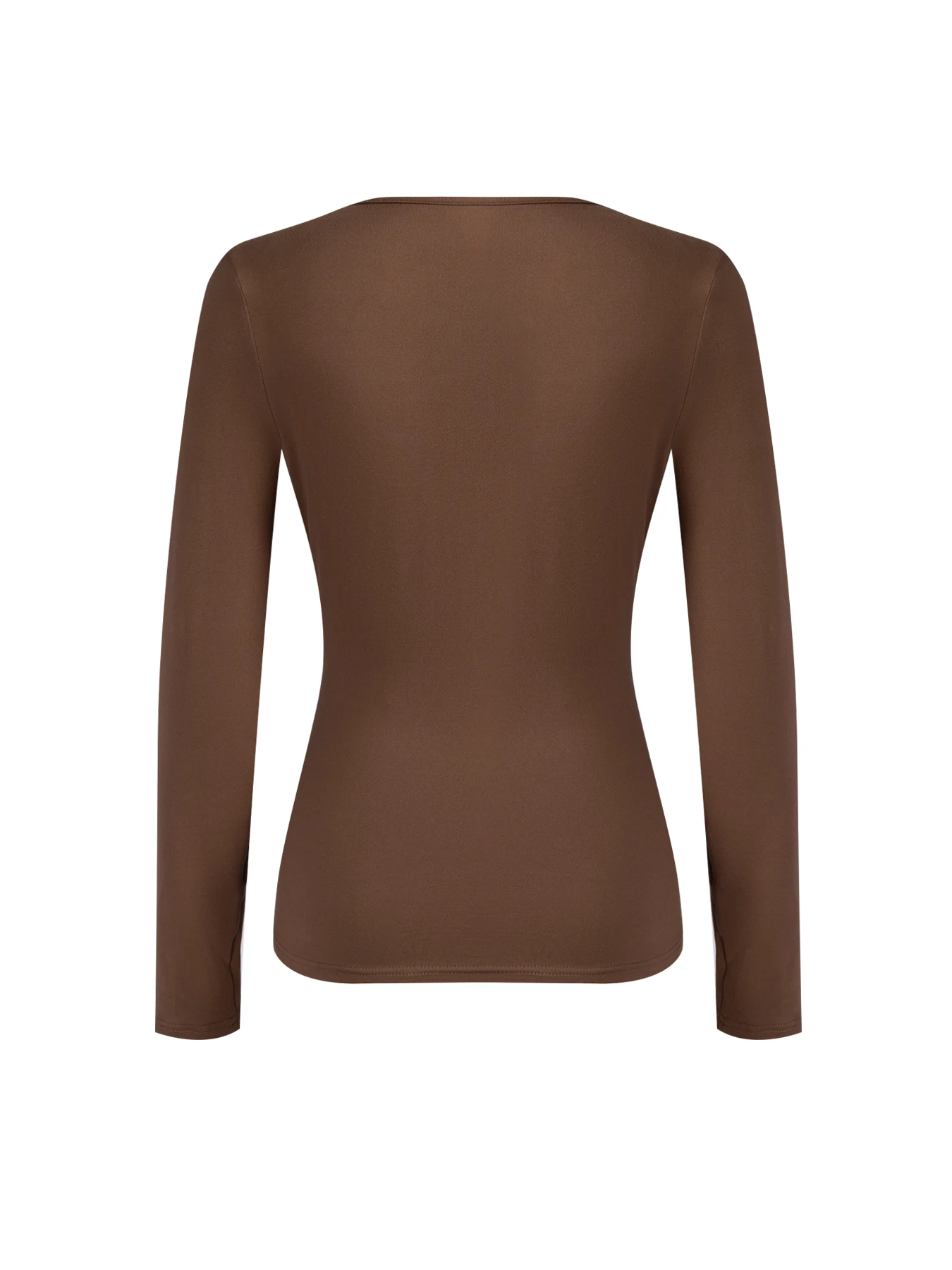Women`s T-Shirt Long Sleeve Daily Brown Color Block Crop Fitted Crew Neck Stretch Slim Fall Winter 2026 Full Size S-XXL image 5