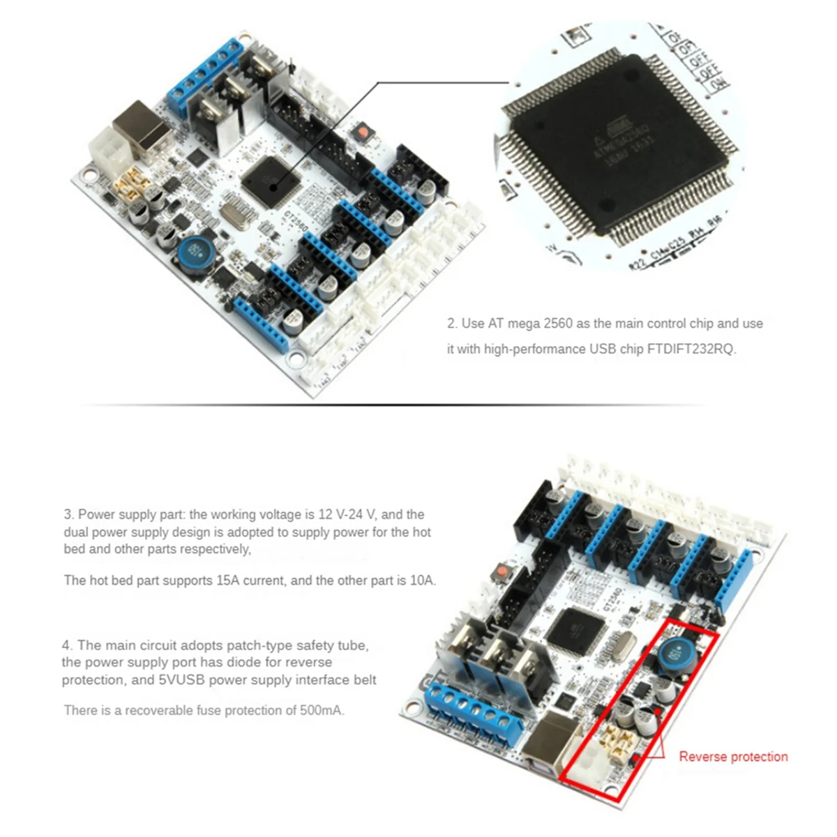 

Плата контроллера GT2560 2025+ Плата контроллера 3D-принтера Мощность, чем + и +Ramps 1.4