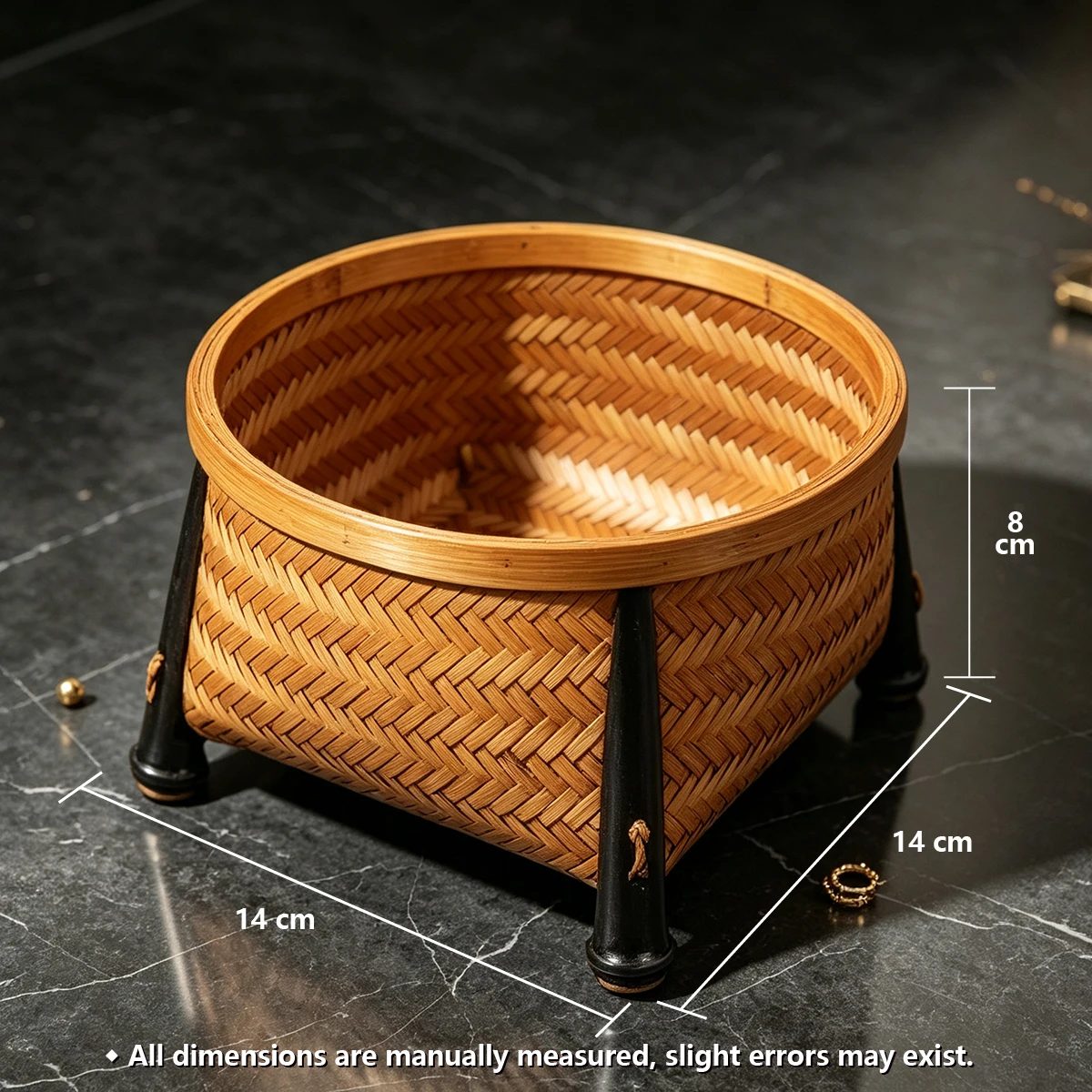 Hand-Woven Bamboo Storage Basket - Multi-Purpose Fruit, Snack & Tea Set Organizer Tray for Home, Tea Room, Hotel & Cafe